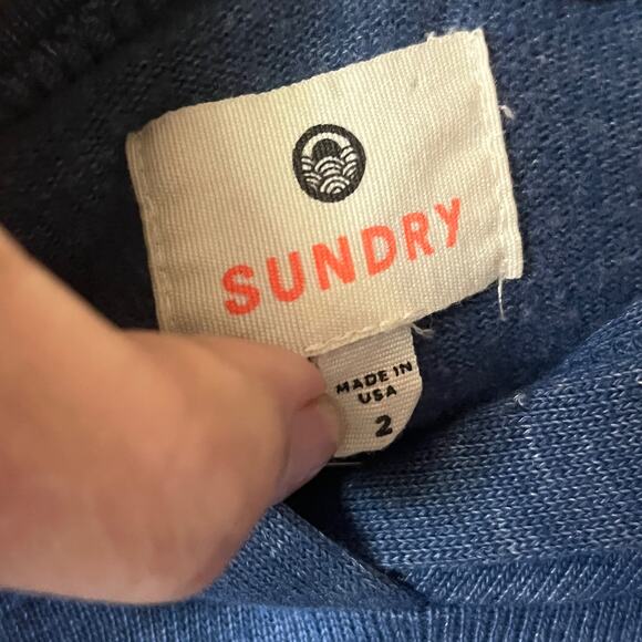 SUNDRY Hooded Pullover Womens Blue Cotton Blend Beachy Comfy Casual Hooded 2 - Picture 4 of 6